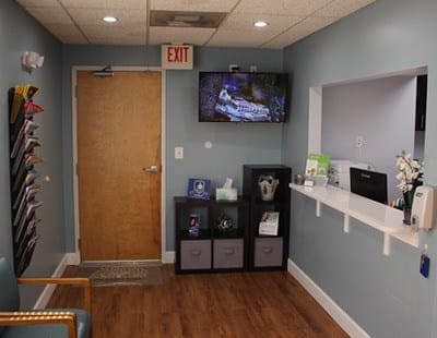 Welcoming dental office reception desk