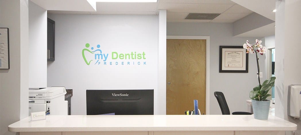Front desk of dental office in Frederick