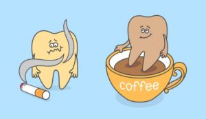 teeth stained by smoking and coffee illustration