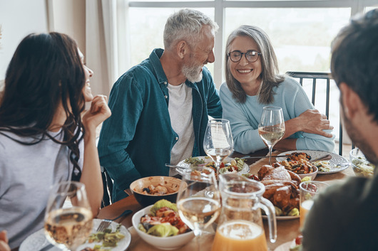 older couple smiling during Thanksgiving 